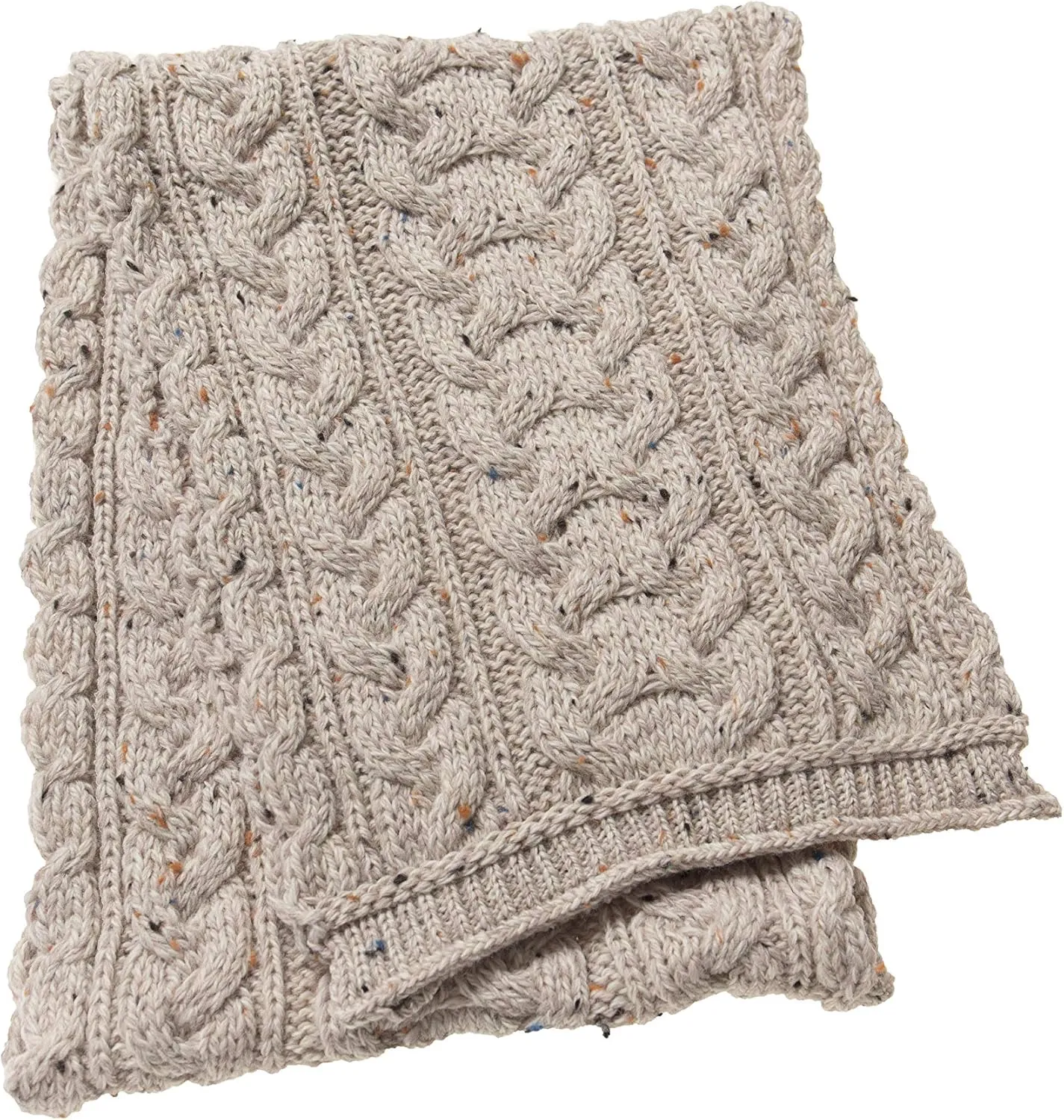 Aran Crafts Irish Cable Knitted Heavyweight Cold Weather Scarf 10"x64" (100% Merino Wool)