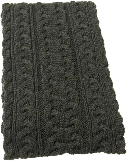 Aran Crafts Irish Cable Knitted Heavyweight Cold Weather Scarf 10"x64" (100% Merino Wool)