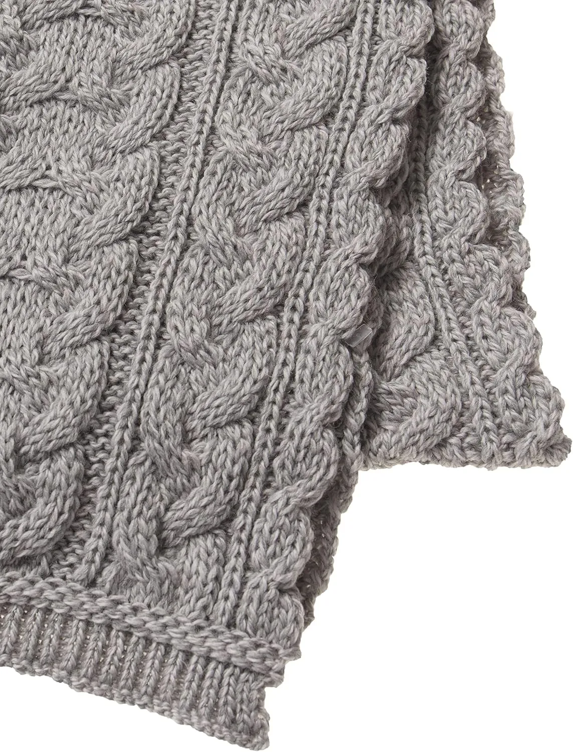 Aran Crafts Irish Cable Knitted Heavyweight Cold Weather Scarf 10"x64" (100% Merino Wool)