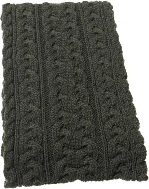 Aran Crafts Irish Cable Knitted Heavyweight Cold Weather Scarf 10"x64" (100% Merino Wool)