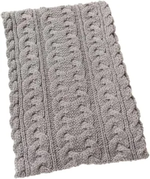 Aran Crafts Irish Cable Knitted Heavyweight Cold Weather Scarf 10"x64" (100% Merino Wool)