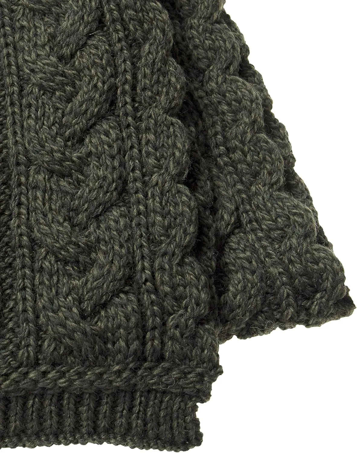 Aran Crafts Irish Cable Knitted Heavyweight Cold Weather Scarf 10"x64" (100% Merino Wool)
