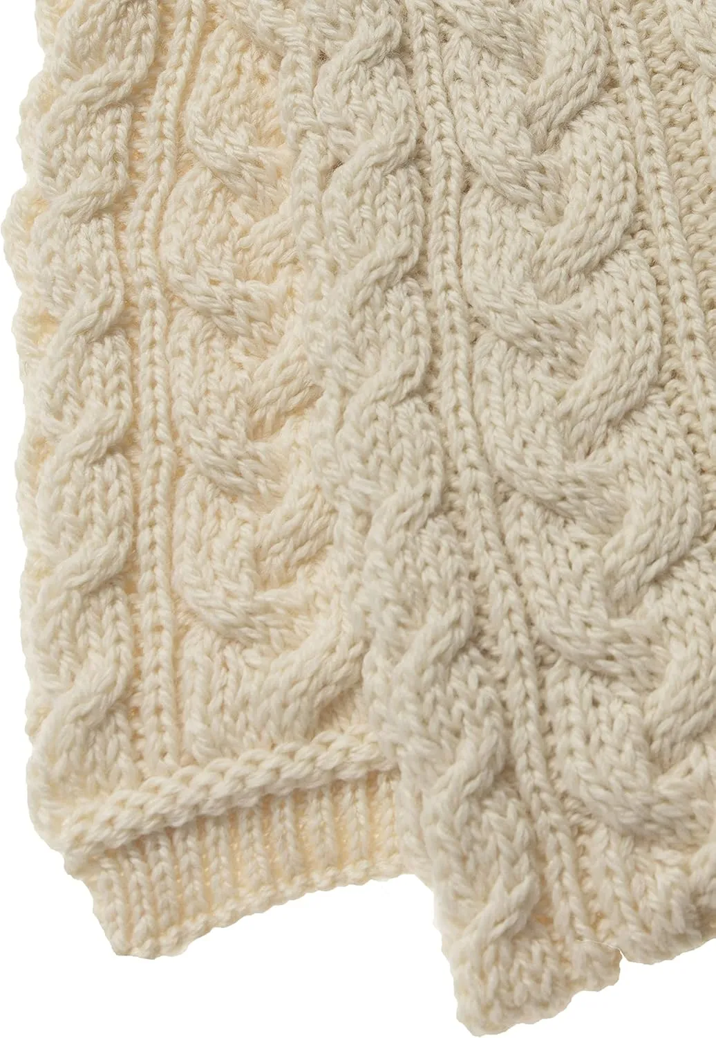 Aran Crafts Irish Cable Knitted Heavyweight Cold Weather Scarf 10"x64" (100% Merino Wool)