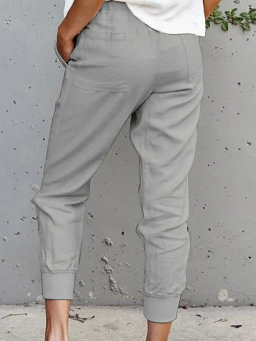 CHARTOU Women's Basic Drawstring Elastic High Waist Tapered Crop Jogger Pants