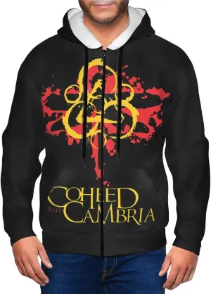 Coheed and Rock Band Cambria Man Hoodies Full Zip Sweatshirt Hooded Pullover Boyfriend Long Sleeve with Kangaroo Pockets Youth Oversized Drawstring T Shirt For Running Large Black