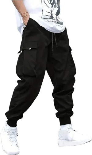 GORGLITTER Boy's Cargo Pants Joggers Drawstring Elastic Waist Casual Pant Husky Hiking Athletic Pants