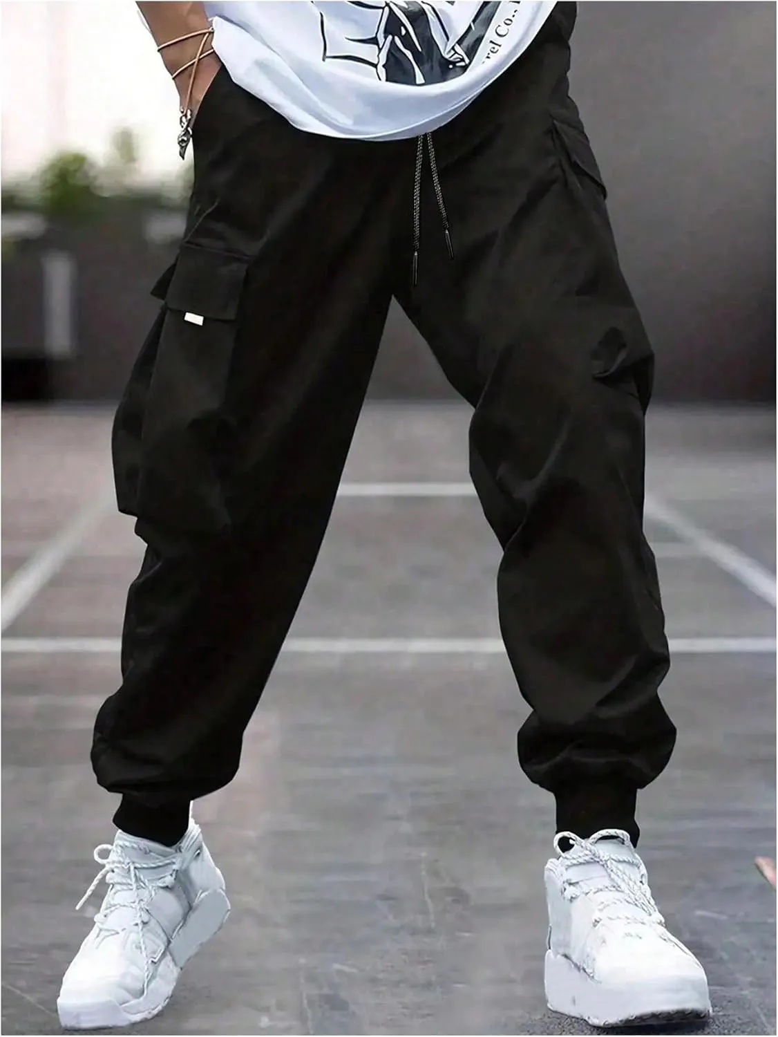 GORGLITTER Boy's Cargo Pants Joggers Drawstring Elastic Waist Casual Pant Husky Hiking Athletic Pants