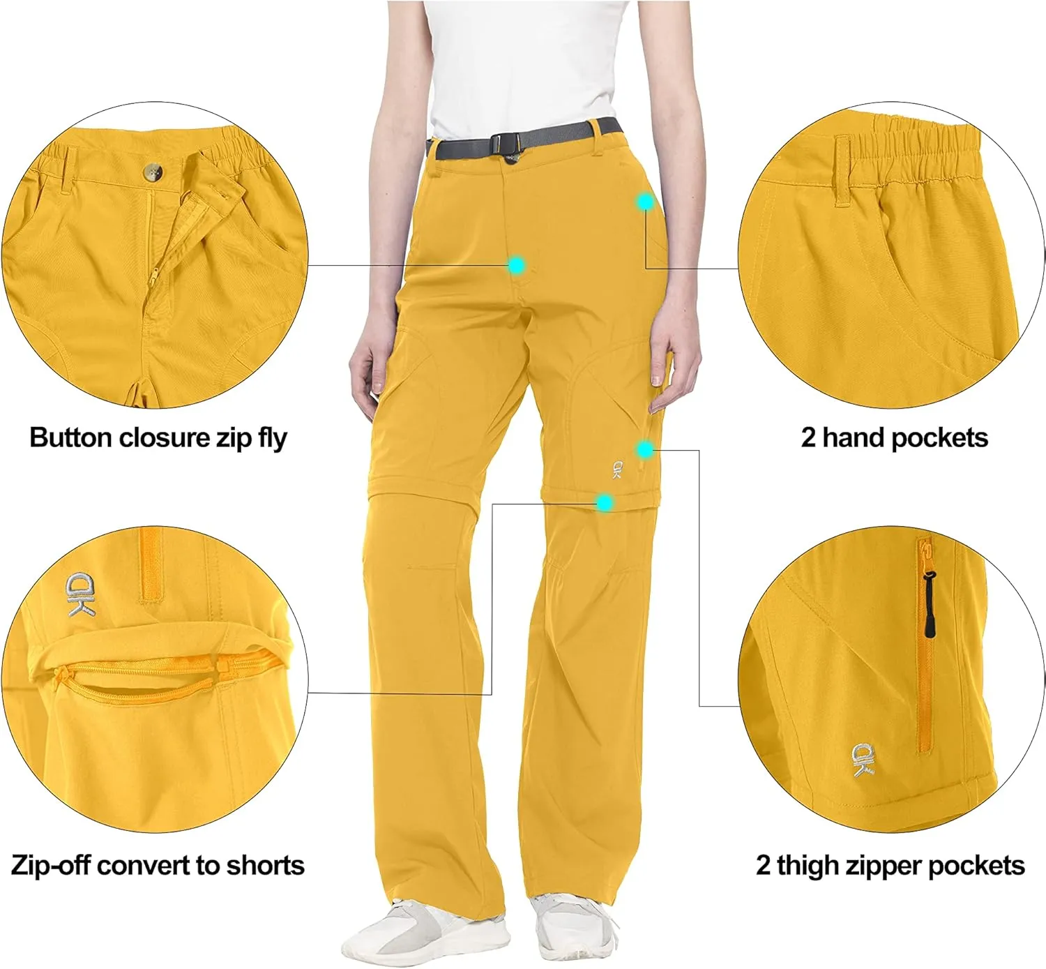 Little Donkey Andy Women's Convertible Hiking Pants Quick Dry Zip Off Shorts Lightweight Fishing Travel Trousers