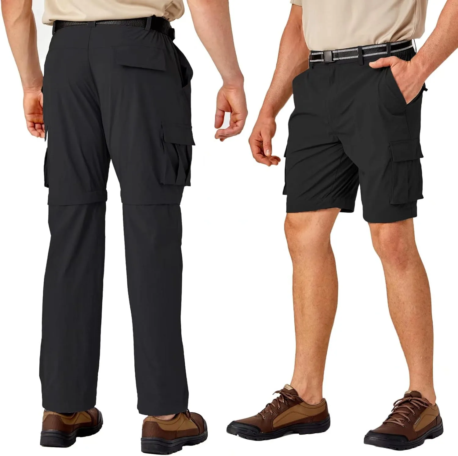 MAGCOMSEN Men's Hiking Pants 5 Large Pockets Convertible Zip Off Quick Dry Lightweight Fishing Cargo Work Pants