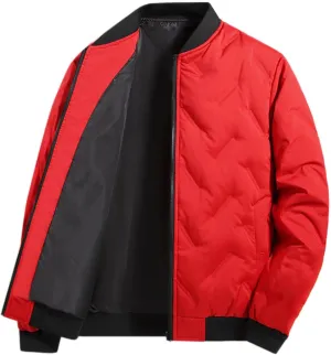 Mens Winter Jackets Puffer Long Sleeve Full Zip Insulated Packable Down Coats Plus Size Puffy Stand Collar Jackets