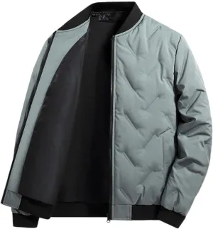 Mens Winter Jackets Puffer Long Sleeve Full Zip Insulated Packable Down Coats Plus Size Puffy Stand Collar Jackets