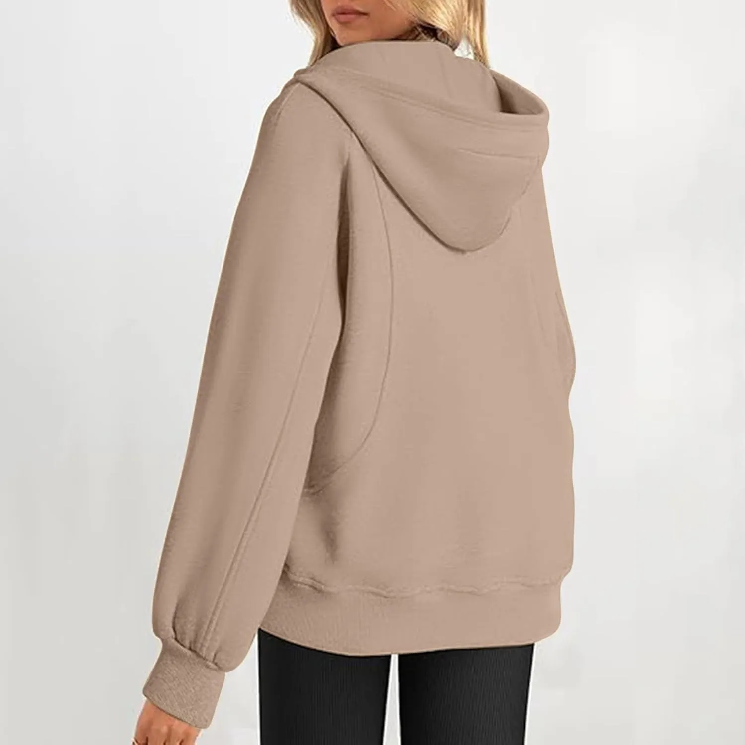 Sweatshirt For Women Half Zip Cropped Pullover Long Sleeve Casual Hoodies With Pockets 2024 Sweaters Winter Clothes