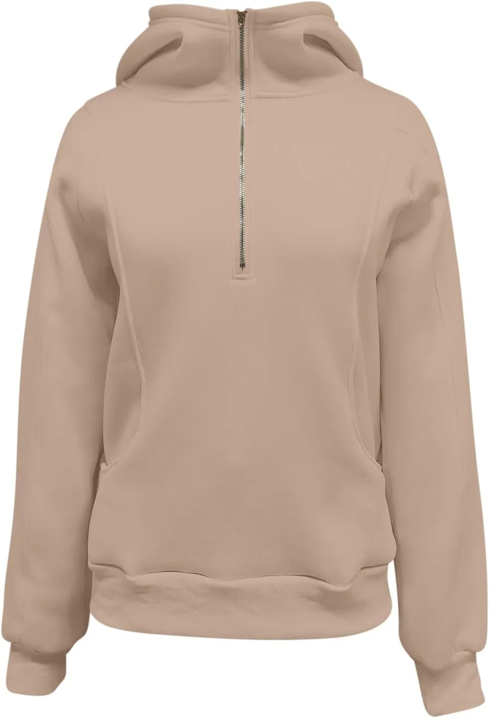 Sweatshirt For Women Half Zip Cropped Pullover Long Sleeve Casual Hoodies With Pockets 2024 Sweaters Winter Clothes