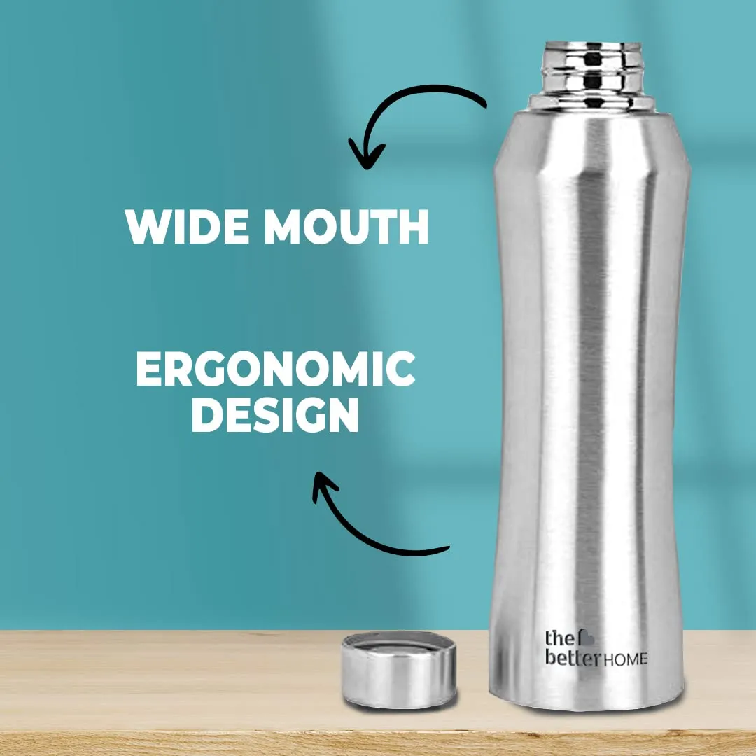 The Better Home Steel Water Bottle (3Pcs-1 Litre) Water Bottle For Kids School | Water Bottle For Home | Leak- Proof BPA Free | Gym Water Bottle | Water Bottle For Office (Silver)