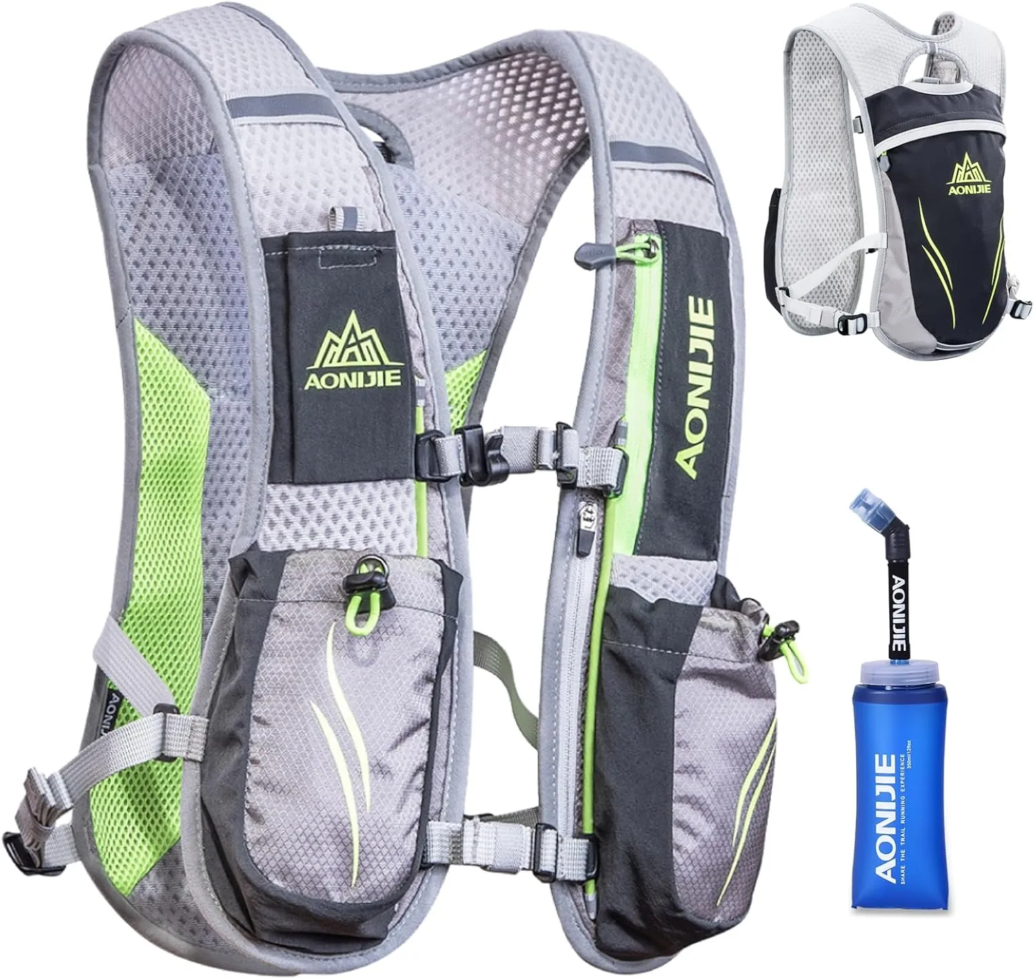 TRIWONDER Running Hydration Vest with Water Bottles Hydration Backpack Packs, Water Bladder BPA Free Leakproof for Triathlon Marathon Hiking Cycling Sport Gym Runner Water Bottles