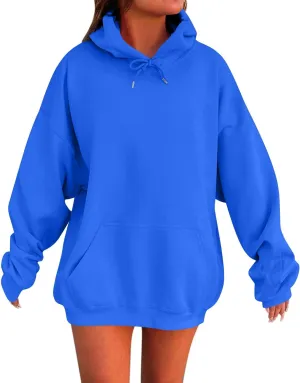 Women Plus Size Fleece Sweatshirt Drawstring Long Oversized Hoodies Trendy Drop Shoulder Y2K Hoodie Pullover w/Pocket