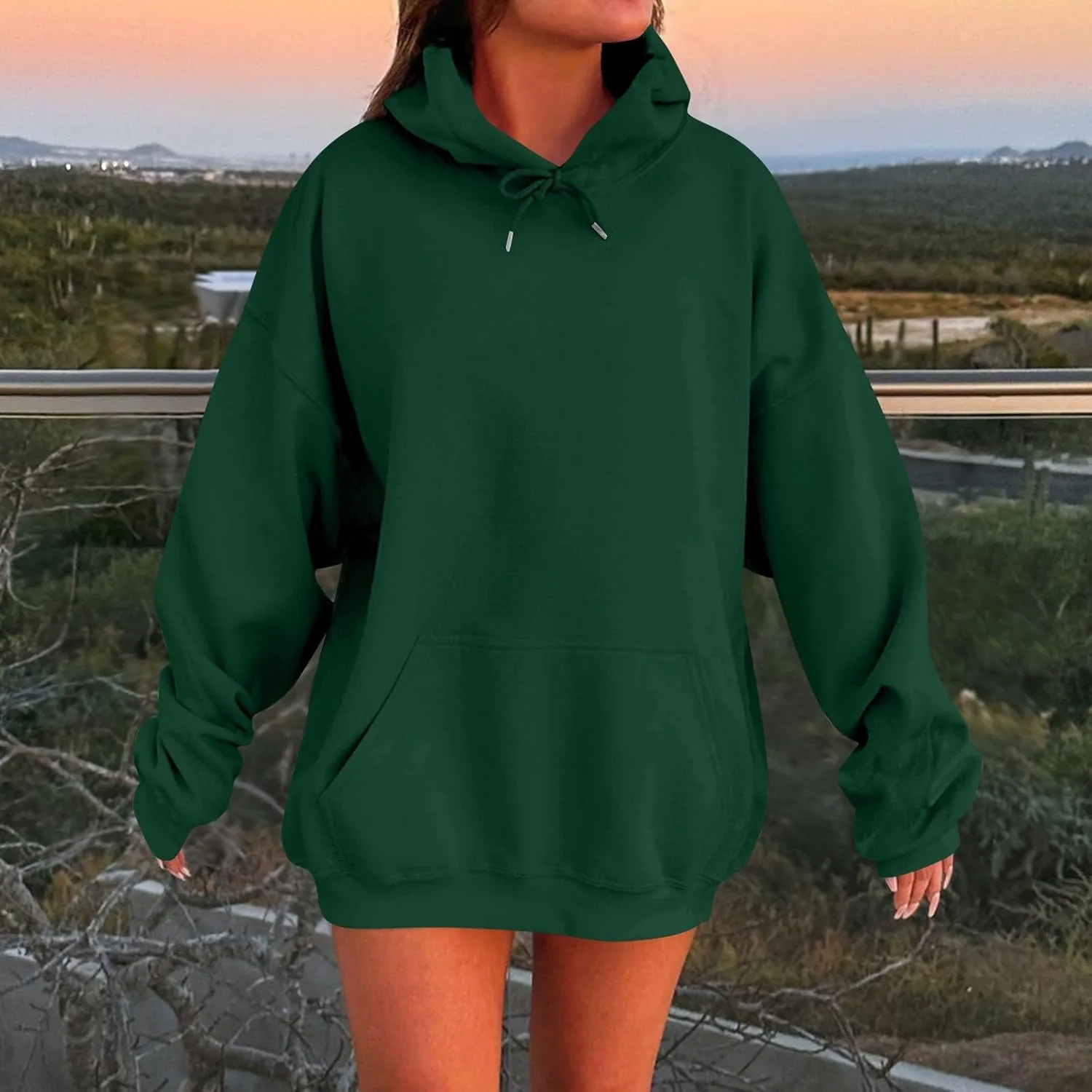 Women Plus Size Fleece Sweatshirt Drawstring Long Oversized Hoodies Trendy Drop Shoulder Y2K Hoodie Pullover w/Pocket