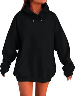 Women Plus Size Fleece Sweatshirt Drawstring Long Oversized Hoodies Trendy Drop Shoulder Y2K Hoodie Pullover w/Pocket