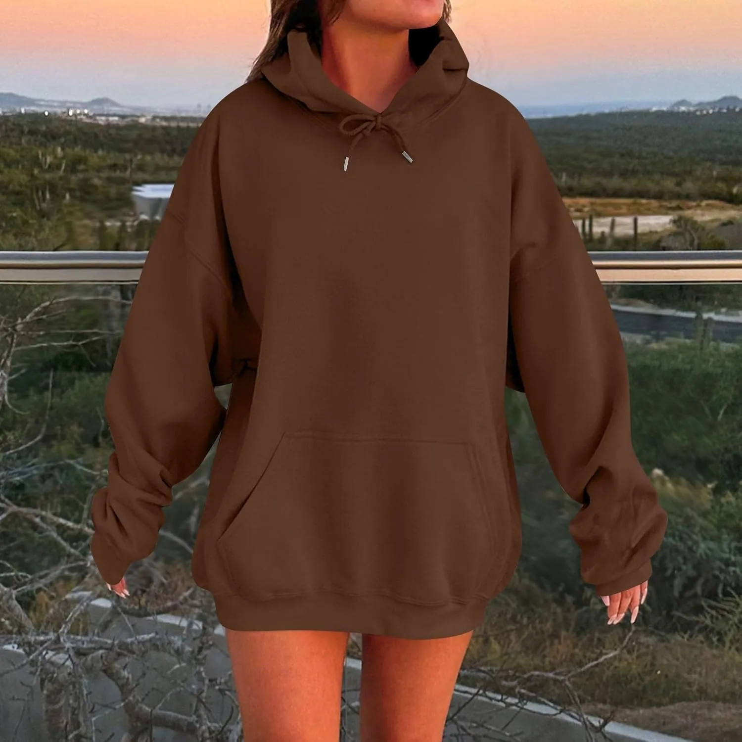 Women Plus Size Fleece Sweatshirt Drawstring Long Oversized Hoodies Trendy Drop Shoulder Y2K Hoodie Pullover w/Pocket